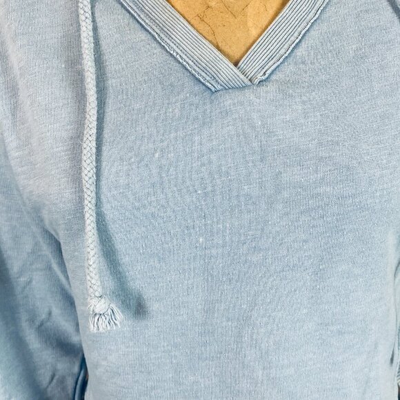 American Eagle Cropped Oversize French Terry V-Neck Hoodie XS Blue #319i - Picture 8 of 16